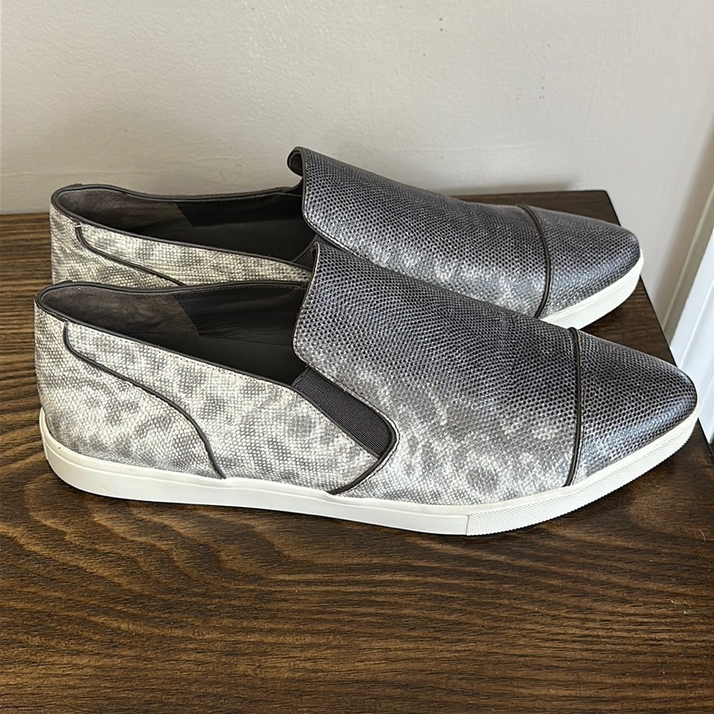 VINCE Animal Print Pointed Toe Slip On Sneakers
